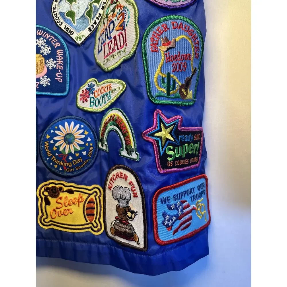 Augusta‎ Sportswear Jacket Girls Youth M Blue Girl Scouts Patch Windbreaker